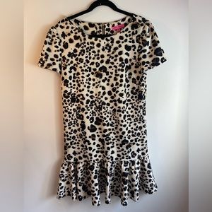 Betsey Johnson animal print ruffle dress size 14